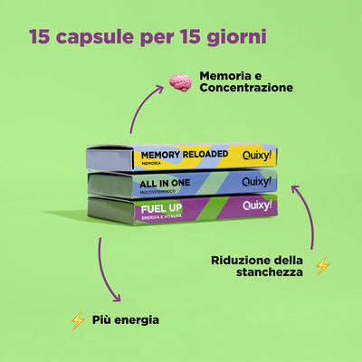 benefici del kit quixy focus and energy integratori per concentrazione ed energia