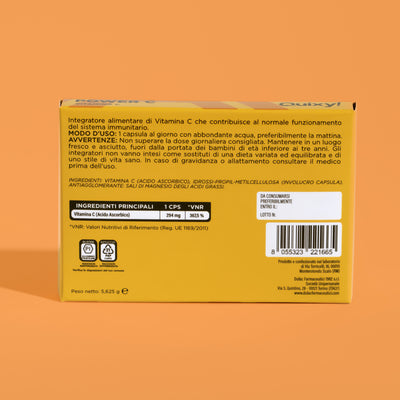 integratore quixy POWER C retro prodotto e tabella nutrizionale